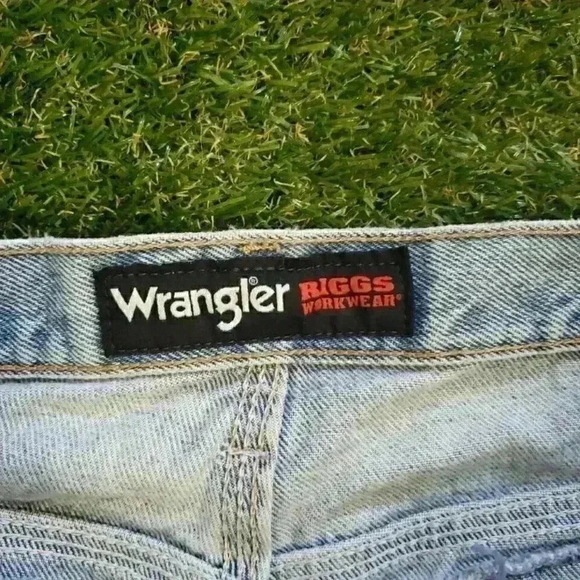 Wrangler Riggs Workwear Jeans Distressed Whiskered Blue Jeans Men's 36x30 4422 - Picture 5 of 11